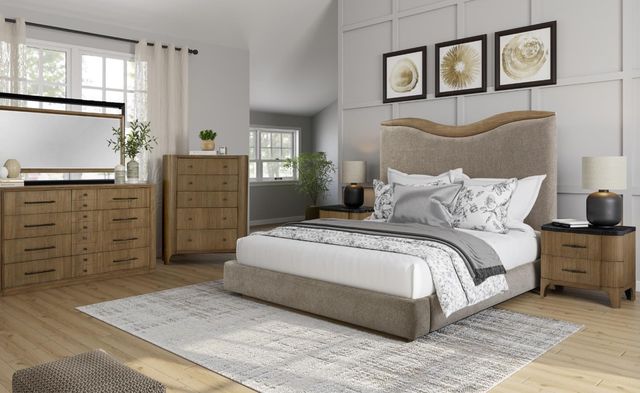 Bernards Calia Brown Nightstand with Stone Top-1