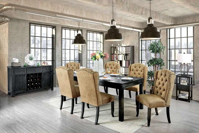 Furniture of America® Sania 7-Piece Antique Black/Gold Dining Set-0