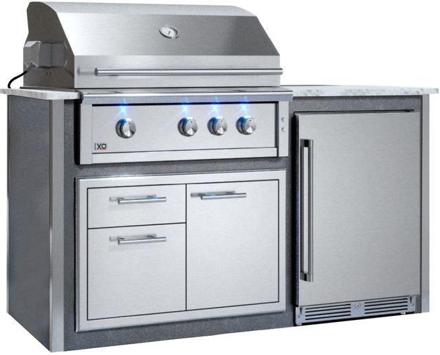 XO Designer 78" Gray Outdoor Kitchen Island -0
