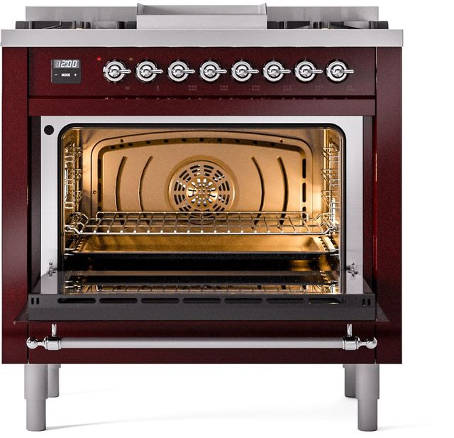 Ilve® Nostalgie II Series 36" Burgundy Pro Style Dual Fuel Range-2
