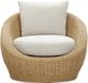 LH Home Siesta Natural Wicker Outdoor Round Club Chair with Beige Olefin Fabric Cushions-3