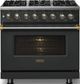 Viking® 5 Series 36" Antique Bronze Pro Style Dual Fuel (NG) Range with Brushed Brass Trim-2
