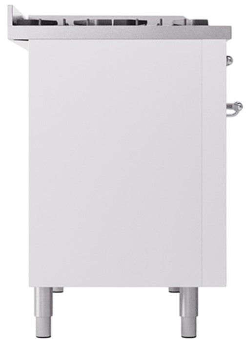 Ilve® Nostalgie II Noblesse 48'' White Pro Style Dual Fuel Range with Chrome Trim-2