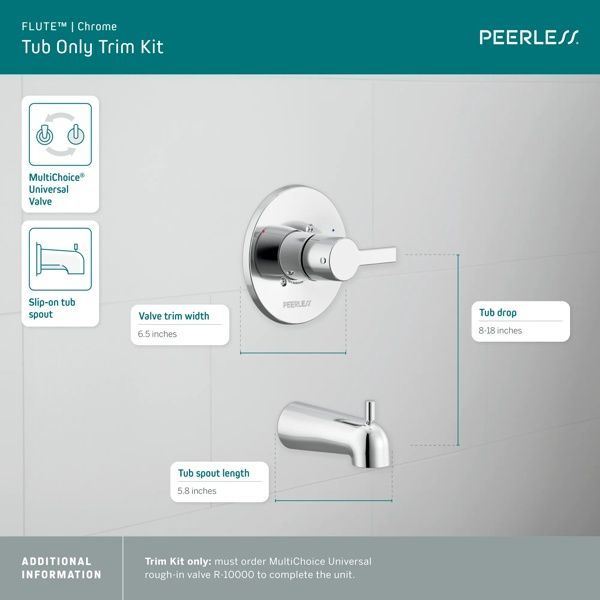 Peerless Flute™ Chrome Tub Trim Kit -3