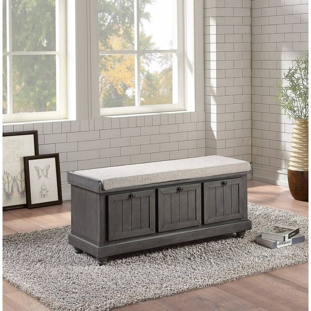 Mazin Furniture Woodwell Dark Gray Bench-1