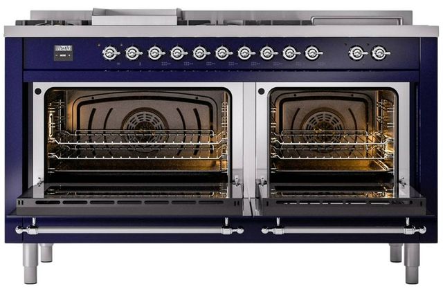 Ilve® Nostalgie II Series 60" Midnight Blue Pro Style Dual Fuel Range-3