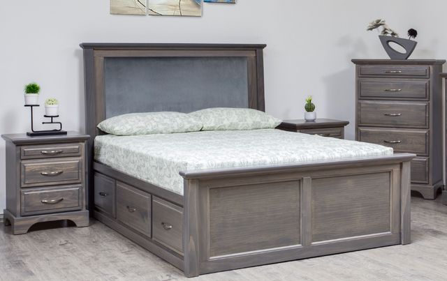 Mako Wood Furniture Symphony Gray Upholstered King Panel Bed-1