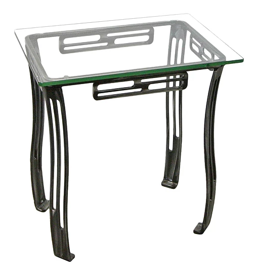 Forge Design Izo Glass Top Square End Table with Metal Legs-0