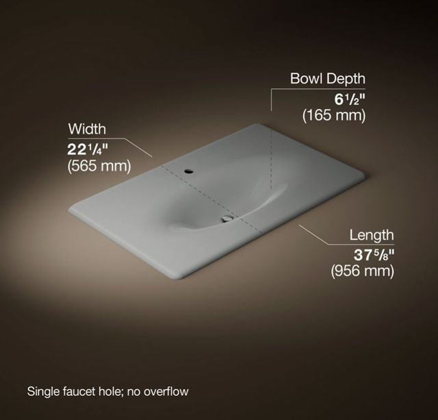 Kohler Iron/Impressions® Basalt 37" Enameled Cast Iron Vanity Top with Integrated Oval Sink-2