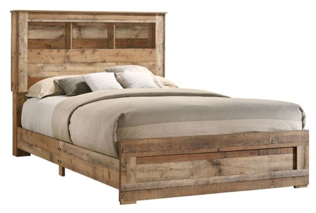 American Wholesale Furniture Salt Creek 3-Piece Rustic Sand Queen Bookcase Bedroom Set-1