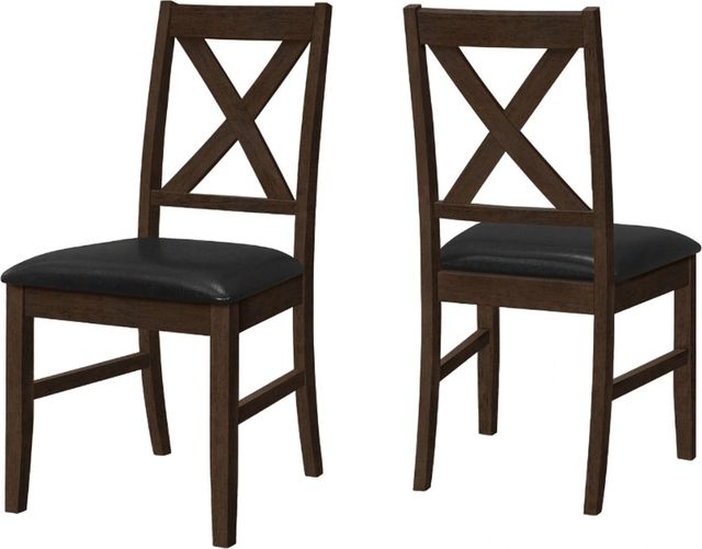 Monarch Specialties Inc. 2-Piece Black Side Chair Set with Brown Wood Legs-1