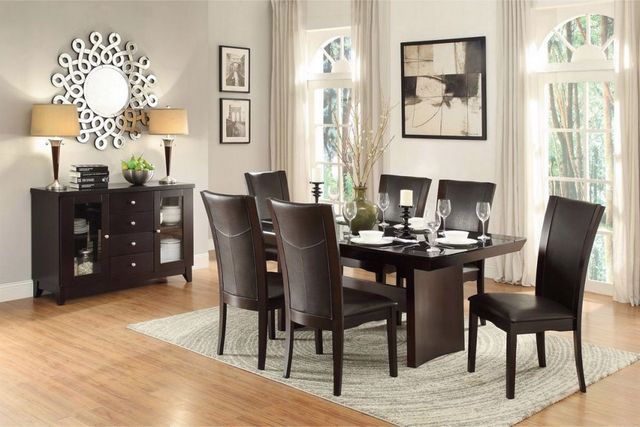 Mazin Furniture Daisy Espresso Glass Inset Topped Dining Table-3