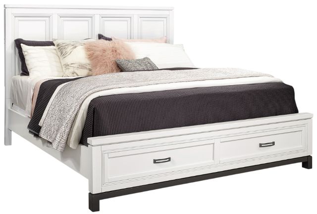 aspenhome® Hyde Park White Queen Panel Storage Bed-0