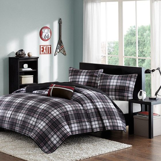 Olliix by Mi Zone Harley Black Twin/Twin Extra Large Reversible Coverlet Set-4