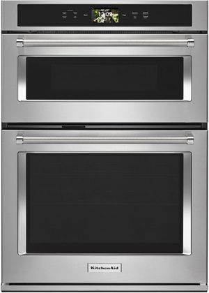 Front view of the KitchenAid® 30" Stainless Steel Smart Electric Built In Oven/Micro Combo