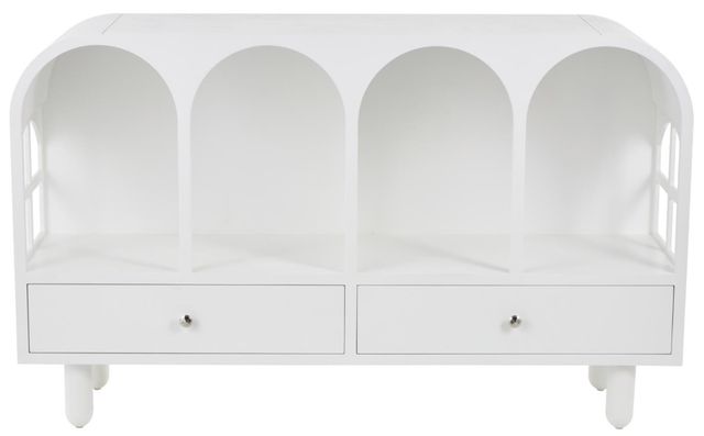 Deco Marche White 2-Drawer Console Table with Silver Knobs-1