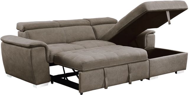 Homelegance® Ferriday 2-Piece Taupe Sectional and Chaise with Hidden Storage-3
