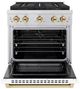 ZLINE Paramount 30" 4.2 cu. ft. Satin Stainless Steel with White Matte Door Paramount Dual Fuel Range with 4 Burner DuoPro™ Cooktop and Electric Convection Oven with Polished Gold Accents-1