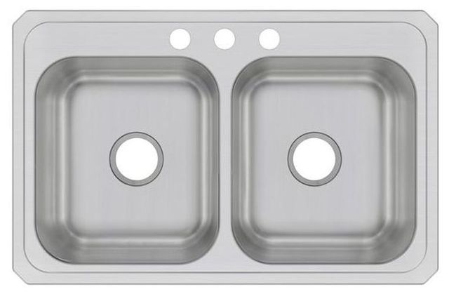 Elkay Celebrity® Brushed Satin 33'' 3-Hole Equal Double Bowl Drop-in Sink-1