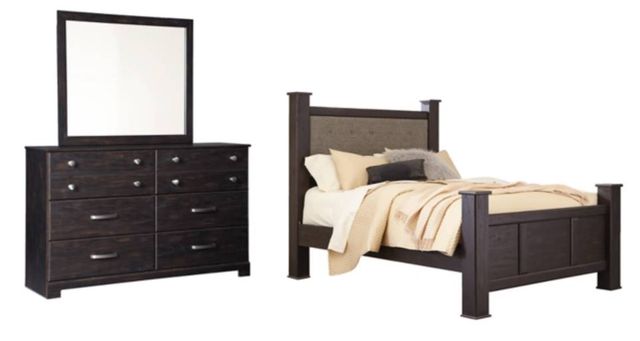 Signature Design by Ashley® Reylow 3-Piece Dark Brown Queen Poster Bed Set-0