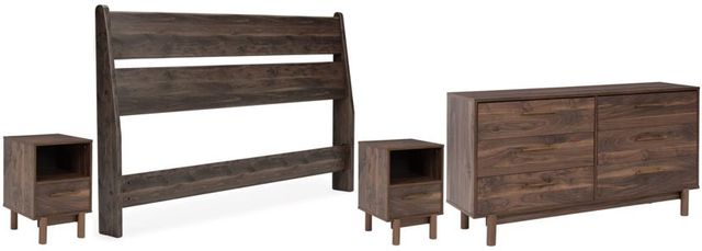 Signature Design by Ashley® Calverson 4-Piece Mocha Full Panel Headboard Bed Set-0