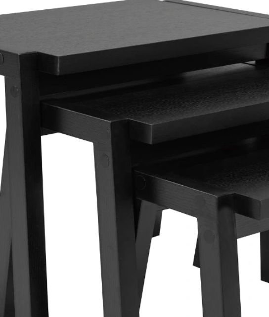 Brassex Inc. 3-Piece Distressed Black Nesting Table Set-1