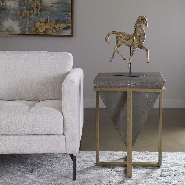 Uttermost® Bertand Mushroom Gray Accent Table with Aged Gold Base-1