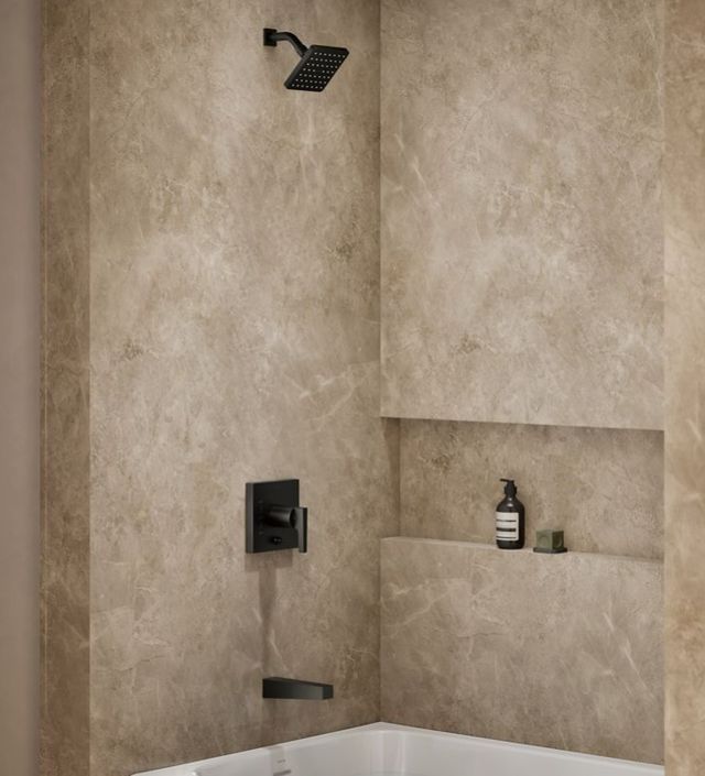 KOHLER® Honesty® Rite-Temp® Matte Black Bath and Shower Trim Kit with Push-Button Diverter-1