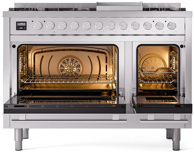 Ilve® Professional Plus II 48" Stainless Steel Pro Style Dual Fuel Range-1