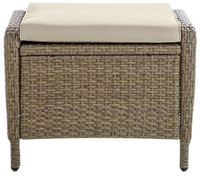 Furniture of America® Mackay 2-Piece Beige/Natural Fabric/Wooden Outdoor Ottoman Set-1