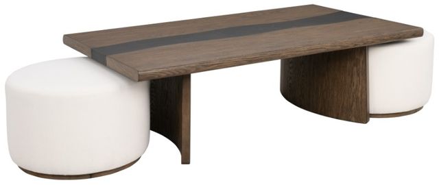Flexsteel® Lyra Ivory Pouf Ottoman-2