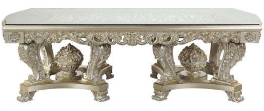 ACME Furniture Sorina Glass Top Dining Table with Antique Gold Base-3