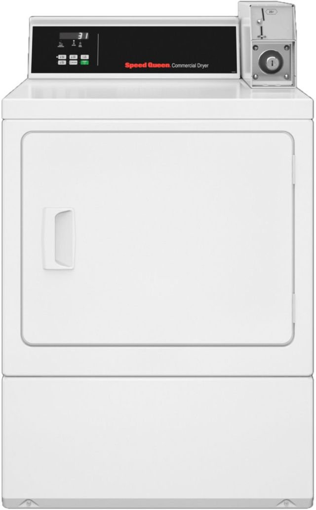 Speed Queen® Commercial 7.0 Cu. Ft. White Coin Drop Front Load Electric Dryer-0
