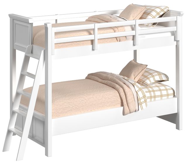 Elements International Hampton Kids White Twin/Twin Loft Bed with Ladder-0