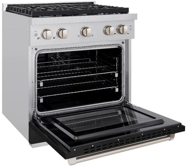 ZLINE Paramount 30" Stainless Steel Pro Style Dual Fuel Range with Black Matte Door-3