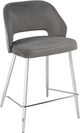 Brassex Inc. Ella 2-Piece Chrome/Grey Counter Stool Set-0