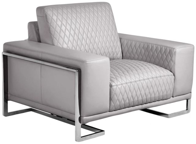Michael Amini® Mia Bella Gray/Stainless Steel Leather Chair and a Half-0
