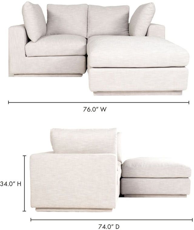 Moe's Home Collection Justin Nook 3-Piece Taupe L-Shaped Modular Sectional and Ottoman-3