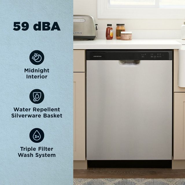Amana® 24" Stainless Steel Front Control Built In Dishwasher with Midnight Interior-12