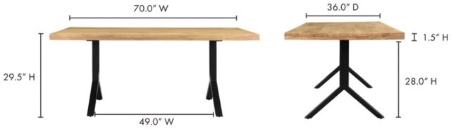 Moe's Home Collection Trix Honey Oak Dining Table with Black Base-2