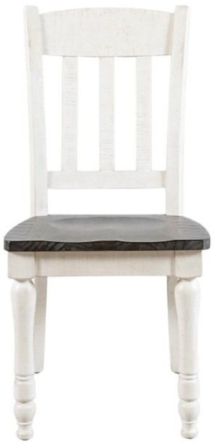 Jofran Inc. Madison County Brown/Vintage White Slatback Dining Side Chair-2