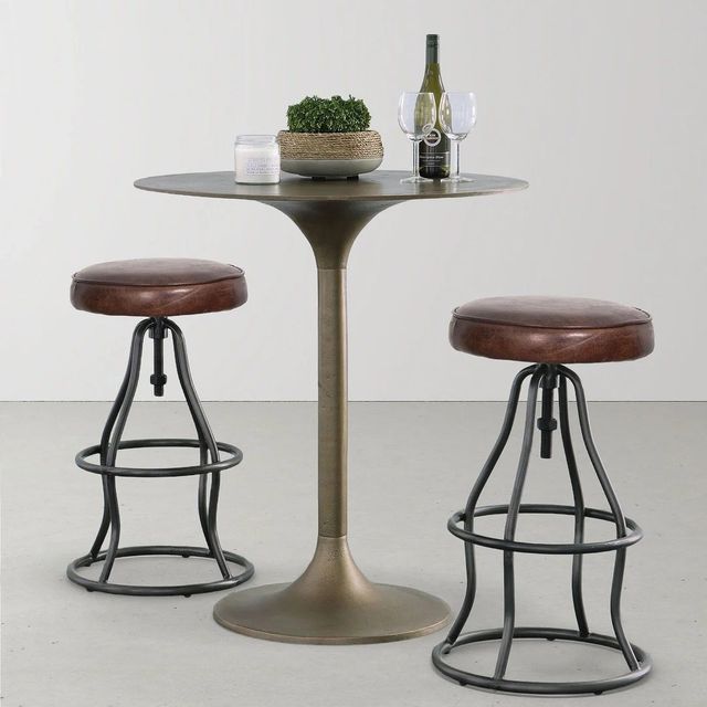 LH Home Seating Coachella Bowie Gunmetal/Vintage Brown Adjustable Stool-1
