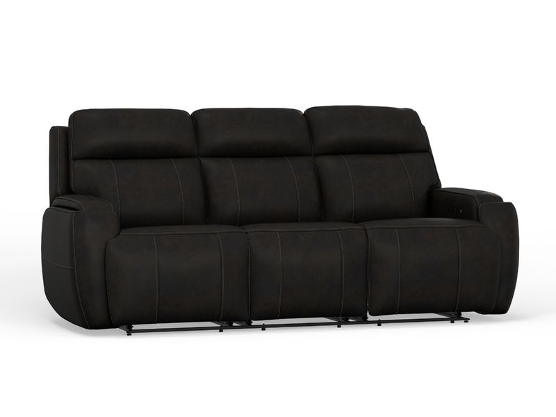 Obsidian Leather Power Sofa | Bob Mills Furniture