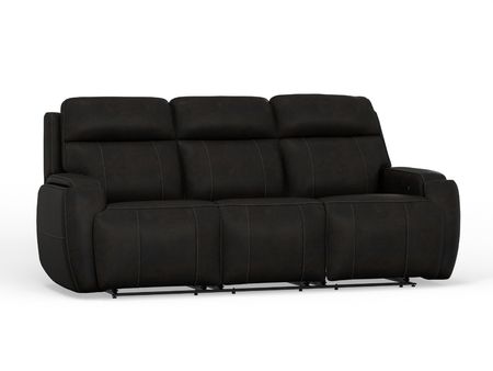 Obsidian Leather Power Sofa