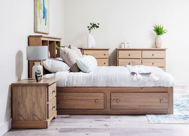 Mako Wood Furniture Youth Collection Pine Double Mate's Storage Bed-2