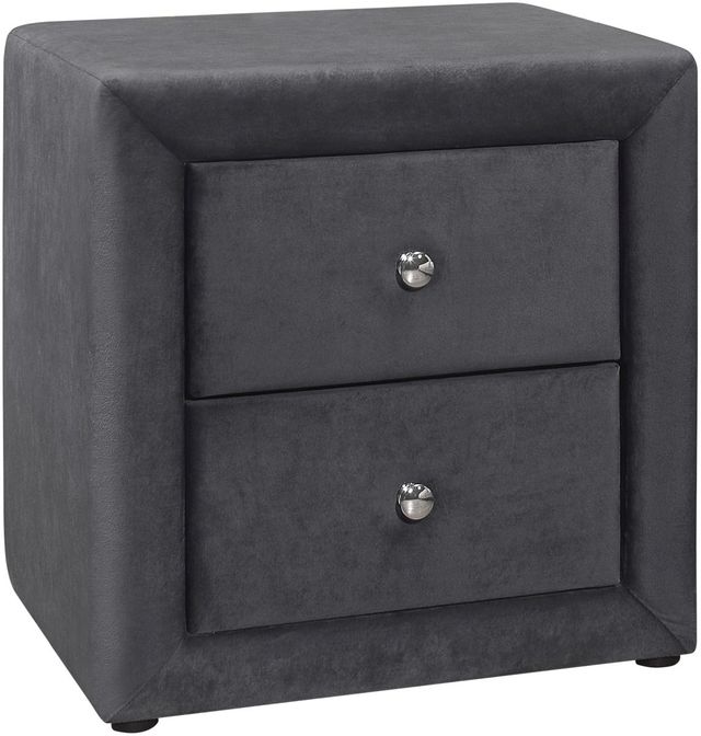 Monarch Specialties Inc. Dark Grey Velvet Night Stand-0