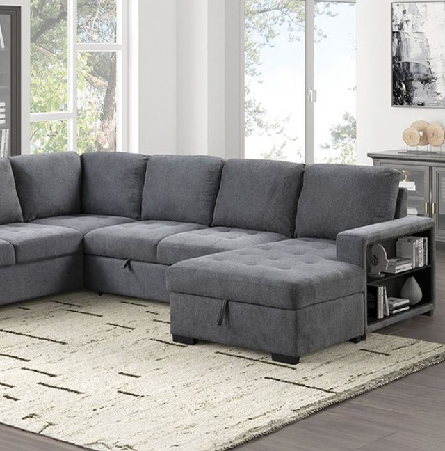 Furniture of America® Stockwell Dark Gray Sleeper Sofa Sectional-1