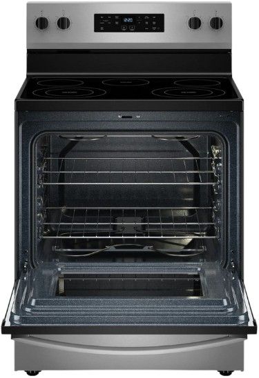 Whirlpool® 30" Stainless Steel Freestanding Electric Range with No Preheat Mode and Steam Clean-1