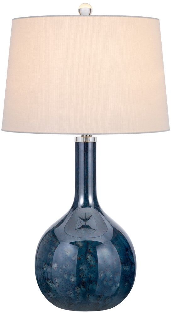 Cal® Lighting & Accessories Gourd Style 2-Piece Antique Blue Luster Table Lamp Set-1