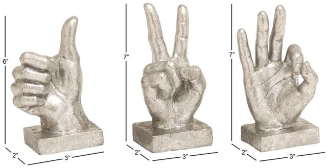 Deco Marche CosmoLiving by Cosmopolitan 3-Piece Silver Hands Sculpture-3